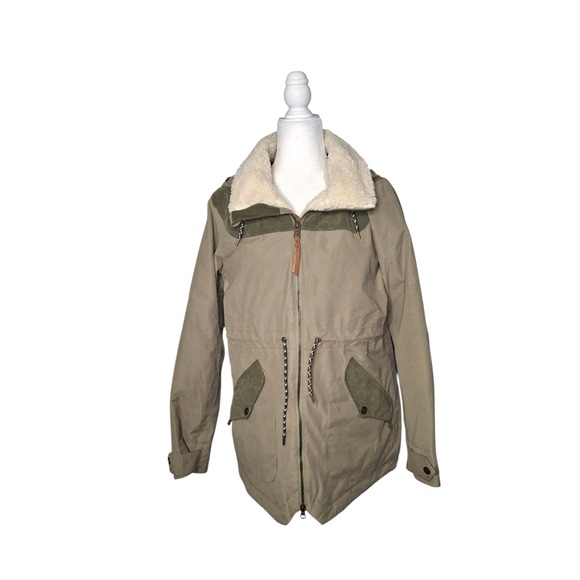 Burton Jackets & Blazers - Burton Prowess DryRide Snowboard Jacket Women Khaki/Green/Tan Sherpa Hooded Coat